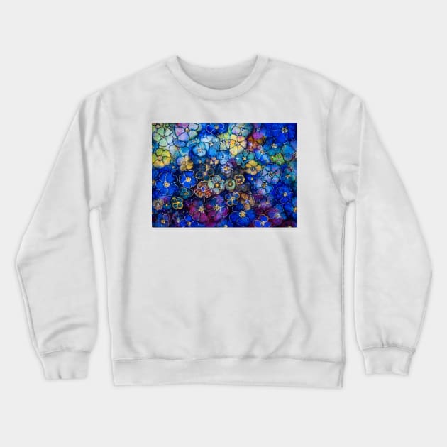 Floral Abstract blue 2 Crewneck Sweatshirt by redwitchart